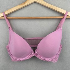 VTG Victoria's Secret Angels Lined Convertible Bra Purple Lace 36B Front Close