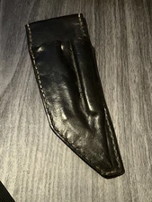 Custom Fixed Blade Knife Sheath - Black Leather  & Magnesium Rod Slot - 6” Blade