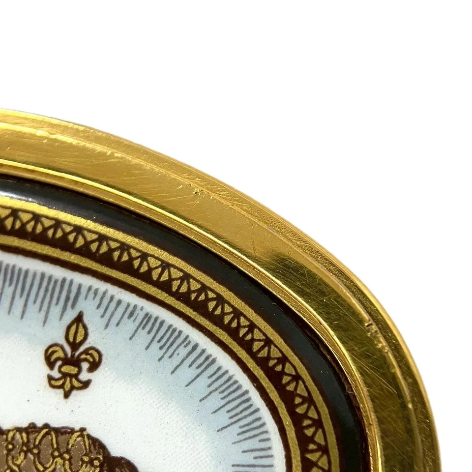 Broche HERMES EMAUX Chapado en Oro Caballo Cloisonne Blanco Marrón Mujer Sin Caja Usado Foto 2 de 4