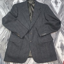 Regent Clothes Mens Wool Herringbone Blazer 42R Gray USA Made Sport Coat Classic