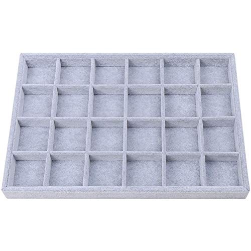 Gray Velvet Stackable 24 Grid Jewelry Tray Showcase Display Grey 24 Grid - Bild 1 von 5