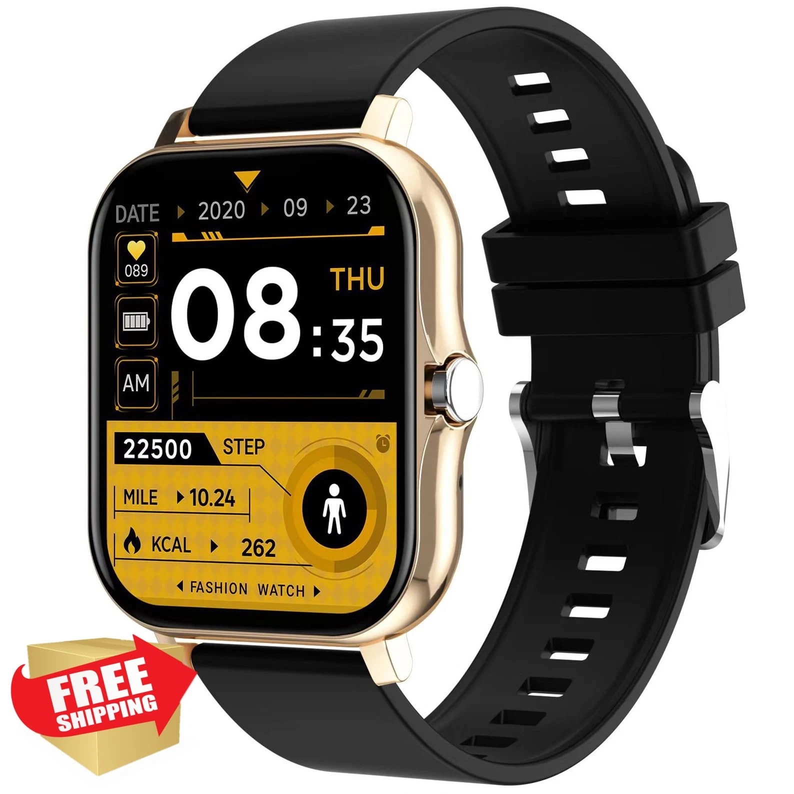 PASOY Smart Watch for Android iOS 1.83" Call Watch Fitness Tracker Gold