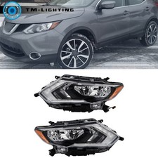 Chrome Housing For 2017-2019 Nissan Rogue HeadlightHalogen w/LED DRL Left+Right