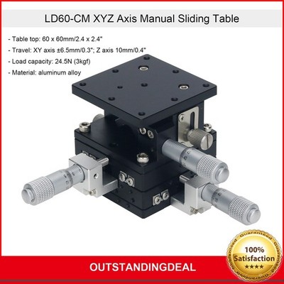 60x60MM XYZ Axis Sliding Stage Manual Sliding Table with Central Micrometer ot25