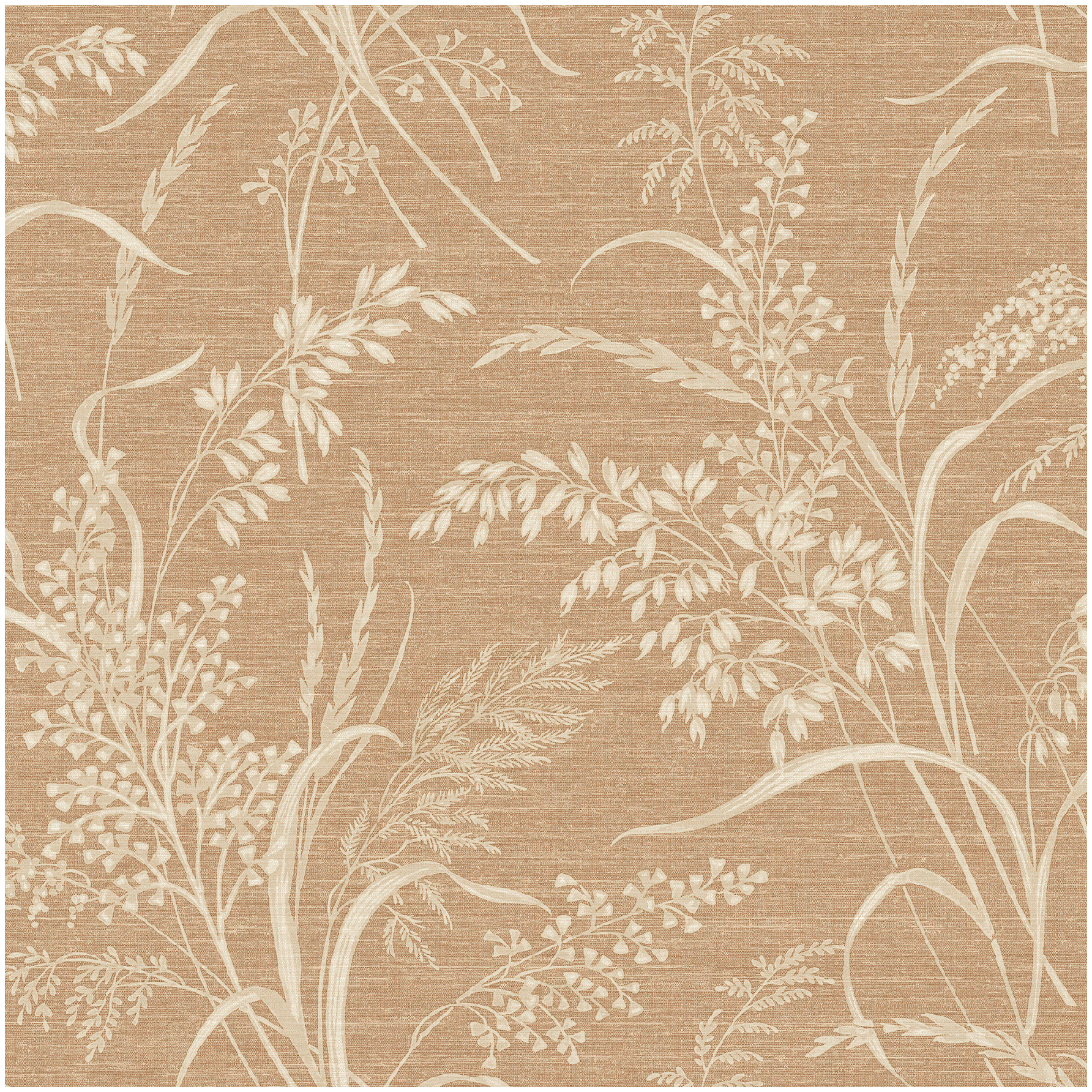 Neutral Botanical Wallpaper Tan Beige Linen Effect Cream Meadow Grasses Vinyl
