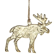 Gold Moose Christmas Ornament, Woodland Cabin Lodge Decor, Hanging Tree Decor...
