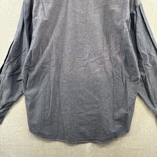 NEW Stetson Western Chambray Shirt XL Blue Long Sleeve Pearl Snap Faded Wash - Picture 16 of 16