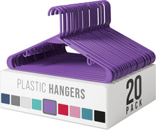 Clothes Hangers Plastic 20 Pack - Purple Plastic Hangers - Makes the Perfect Coa