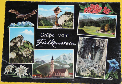 AK. Greetings from Falkenstein. Pfronten BM-MI: 303 to Heidenheim 4.8.1961 (11.228)