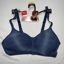 Hanes Bra NWT T-Shirt Smooth Wire Free Blue Size Large MHW507