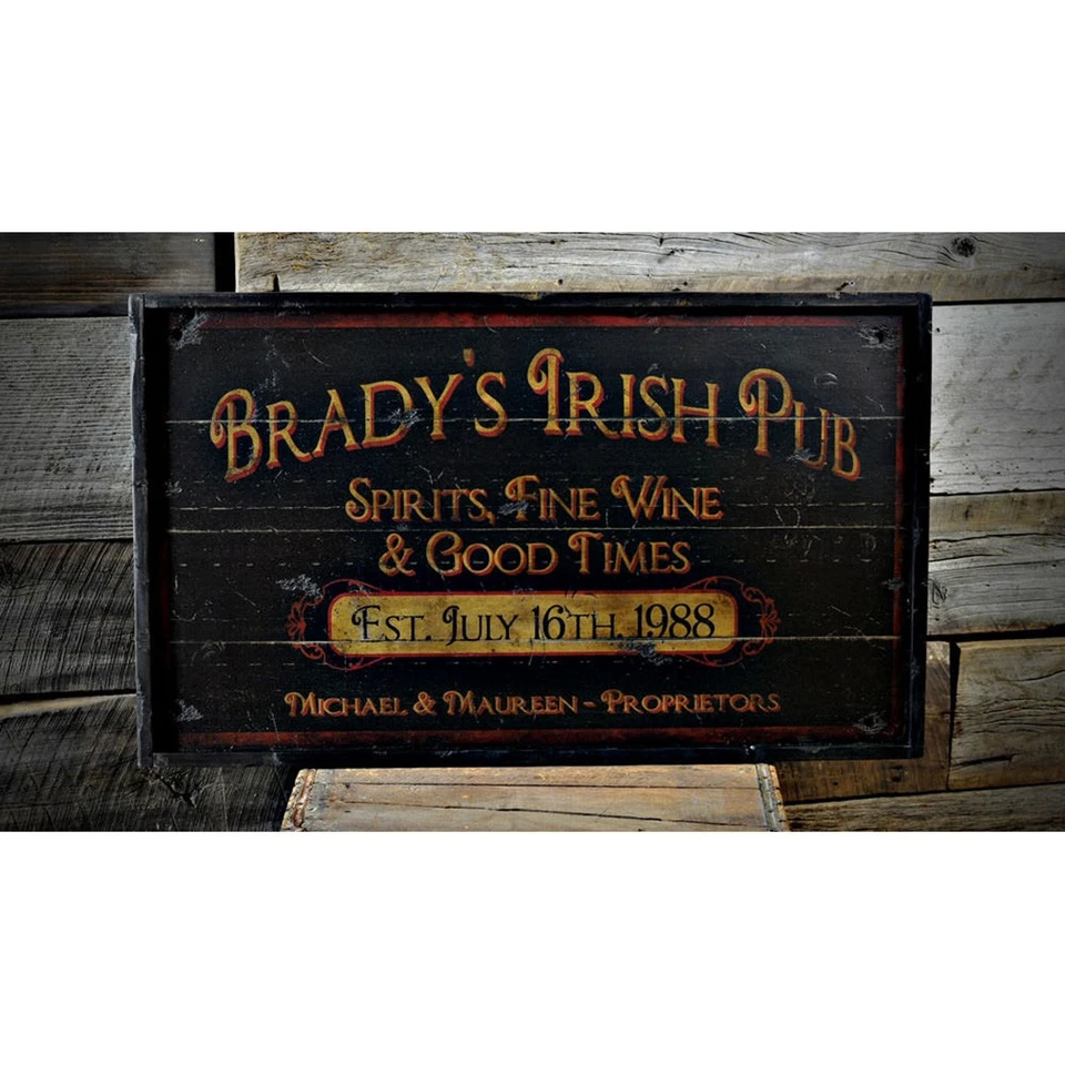 Custom Distressed Irish Pub Proprietor Sign - Rustic Hand Made Wooden - Image 2 of 3