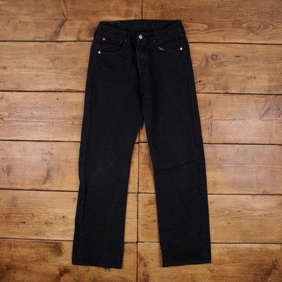 Levis 501 Jeans 32x32 schwarz Regular Straight Faded Button Fly Red Tab Denim