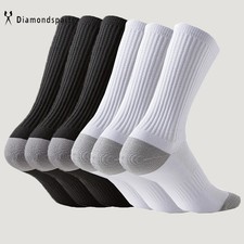 2/4 Pairs Men Crew Athletic Calf Work Plain Solid Sport Balck White Boots Socks