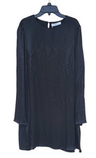 MANGO Women's Long Sleeve Satin Short Dress Bk / L