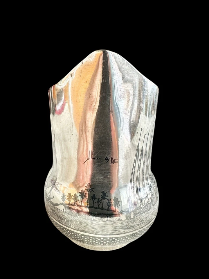 Старинный F.Quality ручной ковки Ирак твердого серебра Niello молока кофе кувшин подписанный - Изображение 3 из 4