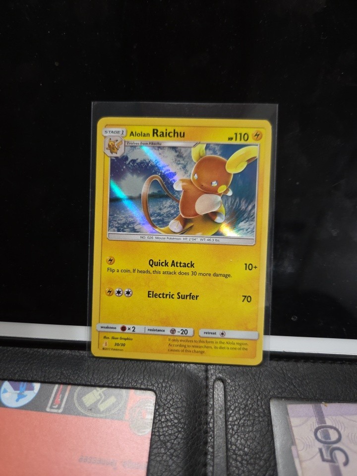Pokemon TCG Alolan Raichu Trainer Kit S&M Holo Rare Card 30/30