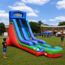 Commercial Inflatable Water Slide 18ft Modular Retro Wet Dry Slide With Blower
