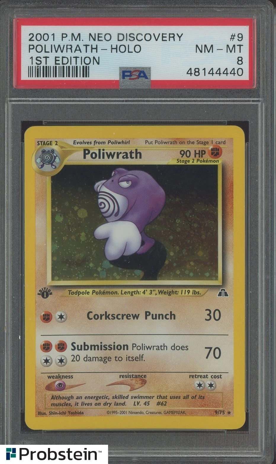 2001 Pokemon Neo Discovery 1st Edition #9 Poliwrath Holo PSA 8 NM-MT