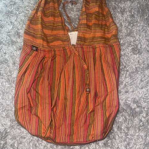 PrAna Organic Cotton Canvas Purse Bag Boho Stripe Hippie Orange - Picture 2 of 12