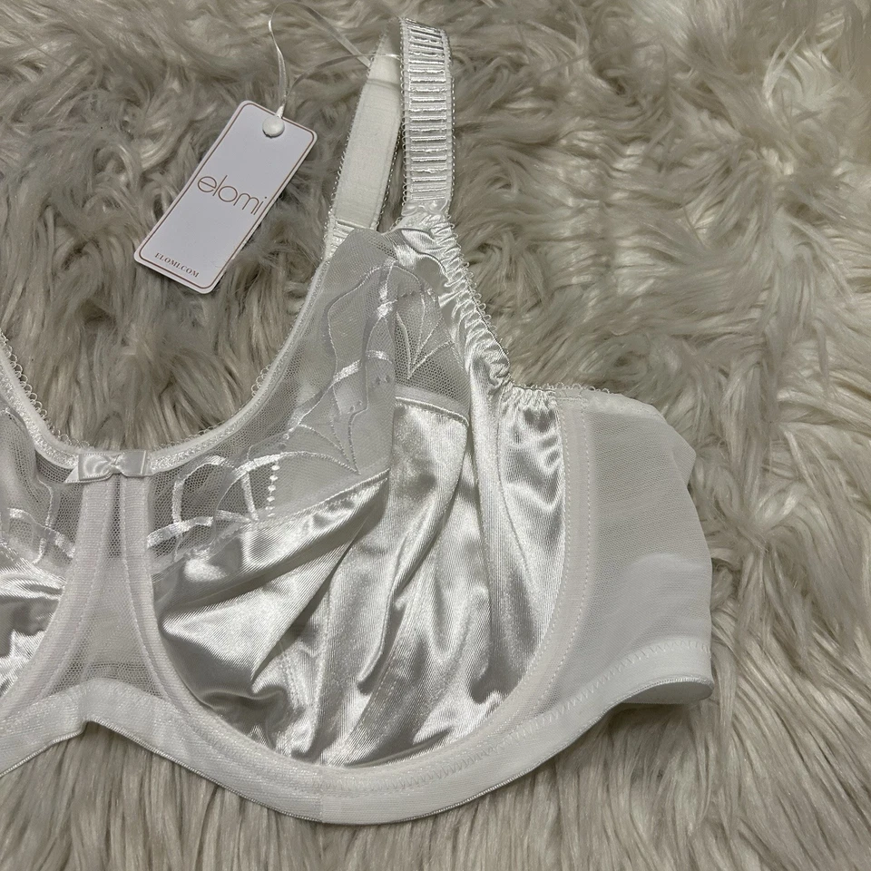Elomi 40DD Bra White Cate Full Cup Banded Underwire 4030 Back Closure NEW - Image 2 of 4