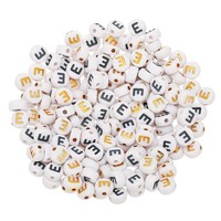 4X7Mm Acryl Buchstabenperlen 200 StüCk, Weiß, Buchstabe E, FüR Schmuck