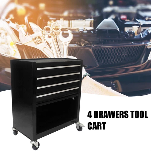 4 Drawers Rolling Tool Box Cart Chest Tool Garage Storage Cabinet with Wheels US - Picture 33 of 36