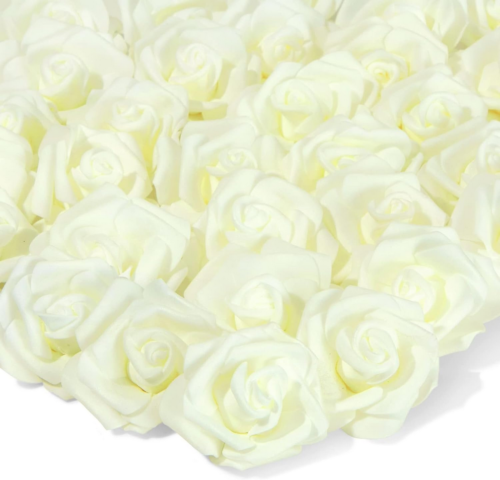 Artificial Flower Heads Faux Roses Ivory White Stemless 100pc 3" DIY Decorations