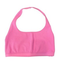 Victoria's Secret PINK Bralette XL Bra Ribbed Halter Lined Wireless Pullover New