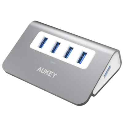 AUKEY CB-H5 4 Port USB 3.0 4 Port Splitter Splitter Mehrfachsteckdose Aluminium
