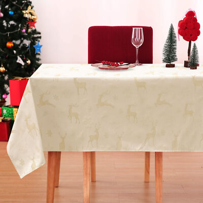 Christmas Tablecloth Glitter Lurex Reindeer 18 Seater Christmas Decor 6904