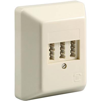 TAE Aufputzdose NFF beige für zwei Telefone eine Nebenstelle 2x F 1x N Buchse