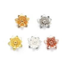 50Pcs 3D Multi-Petal Flower Brass Bead Caps For Jewelry Making 16x6.5mm Tray 5mm