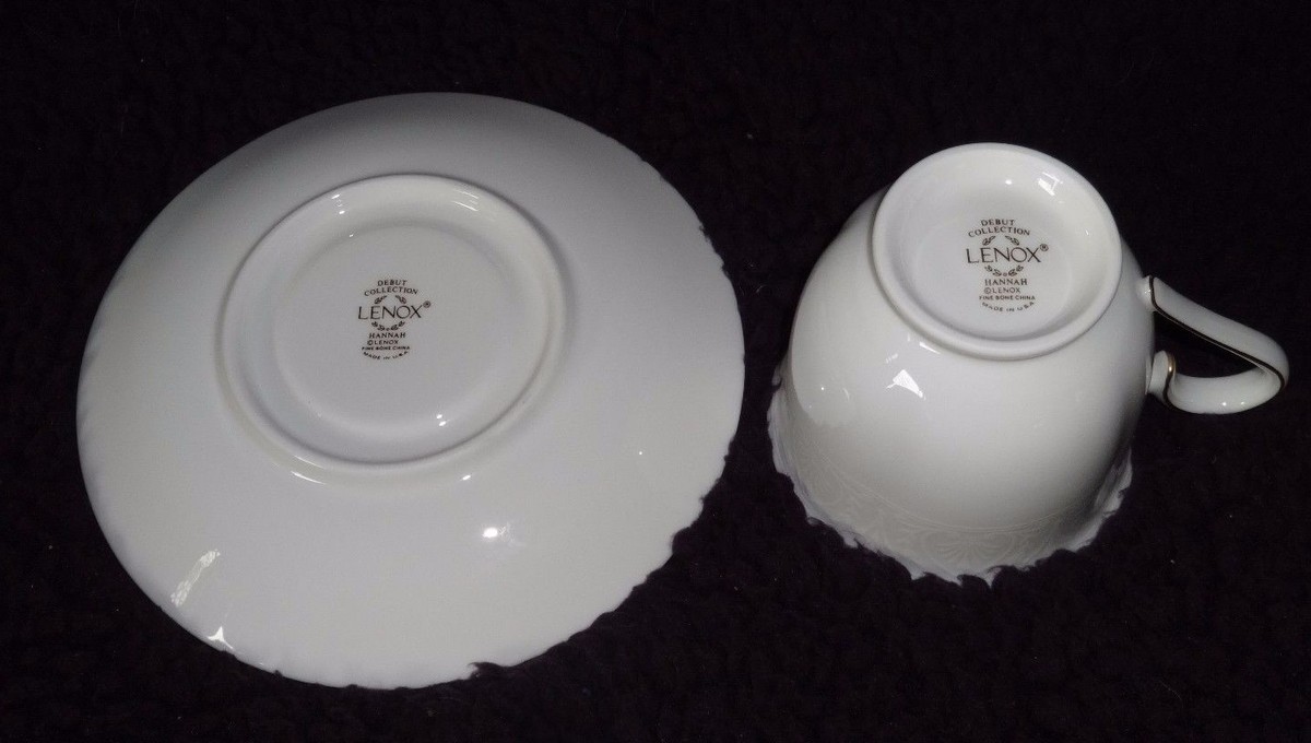 6 Lenox Hannah fine Bone China White with Gold Debut