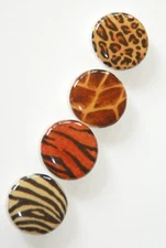 Animal print button covers set of 4 leopard tiger zebra giraffe