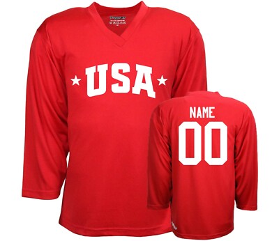 USA Ice Hockey Jersey with Your Name & Number on the back Free Shipping