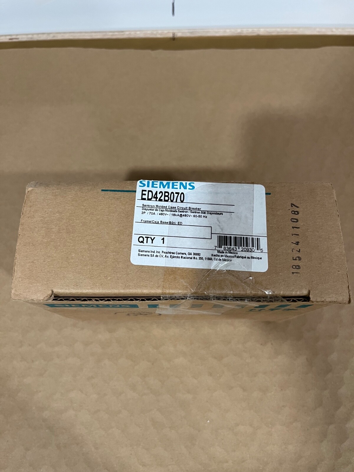 Siemens ED42B070 2 Pole 70 Amp 480V 70 A