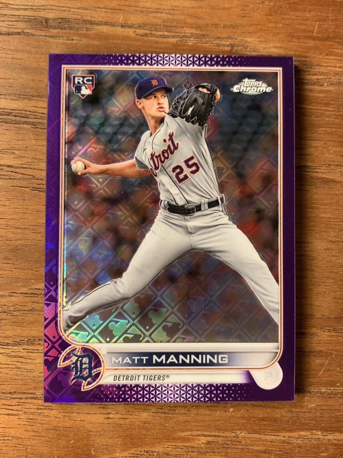 2022 Topps Chrome Logofractor Matt Manning RC Purple Refractor #/250 Tigers