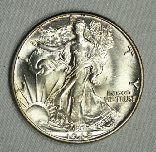 1942 50c Walking Liberty Half. Brilliant Uncirculated.