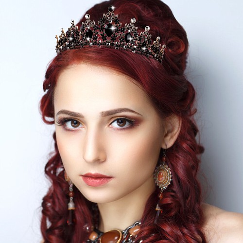 Women Gothic Crown Rhinestones Tiara Baroque Style Wedding Bridal Crown - Picture 9 of 12