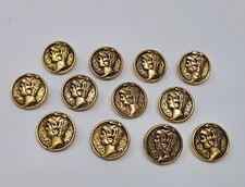 12 pcs Hermes Greek Mythology Gold Plastic Craft Sewing Shank Buttons 15mm
