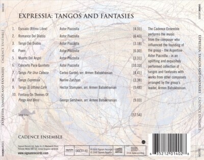 CADENCE ENSEMBLE - EXPRESSIA: TANGOS & FANTASIES NEW CD