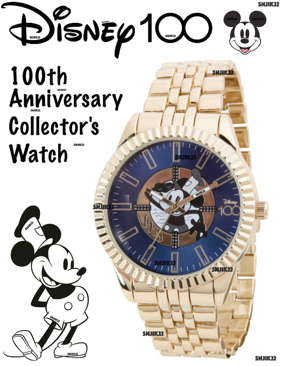DISNEY 100th Anniversary Accutime Gold-Tone Watch Mickey Mouse