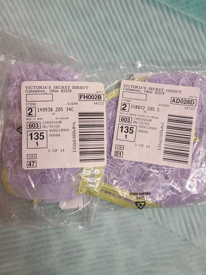 New Victoria's Secret Vintage Lace Bra/ Panty Set Size 34C/sm - Violet/ Melon - Image 2 of 4