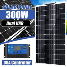 Battery Charging USB Home Carava Camping Car 12V 300W Solar Panel Kit Controller