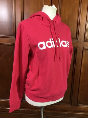 Adidas Youth Size Med (12/14) Bold Pink Hoodie Lknw Logo Sweatshirt Pockets As S - Picture 10 of 12