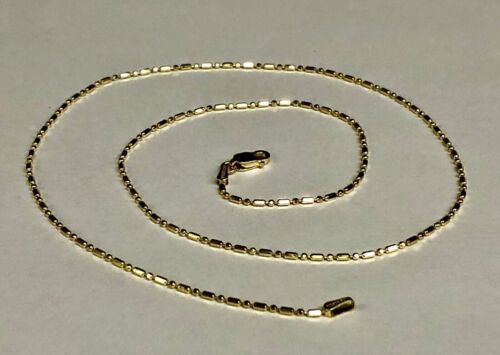 14kt 16 Zoll Gelbgold 1,5 mm Diamant Schliff Bar + Perlen Anhänger Kette mit Hummer Verschluss - Bild 3 von 11