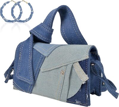 QZUnique Denim Purses Set, Mini Blue Jeans Handbag & Bohemia Big Dark 