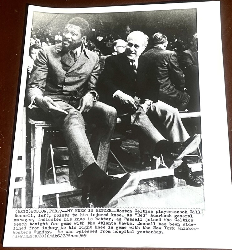 BILL RUSSELL BOSTON CELTICS NBA BASKETBALL 1969 VINTAGE TYPE 1 PHOTO ULTRA! RARE