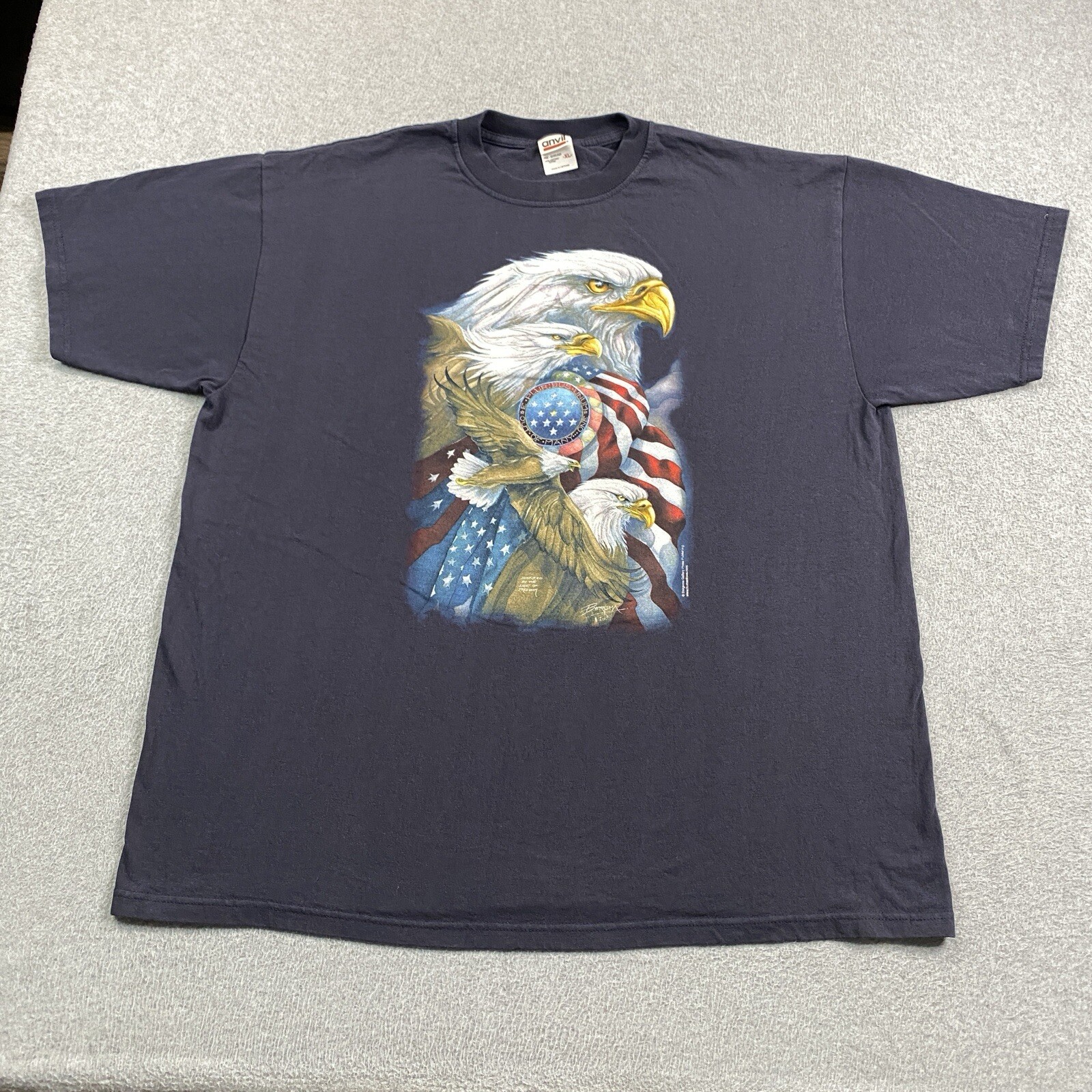 Jody Bergsma Patriotic Eagle Shirt Mens XL USA American Freedom 2007 Anvil Y2K
