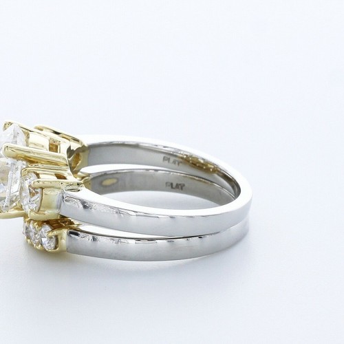Juego de anillos de compromiso clásicos de 18 k con diamantes naturales redondos de 5,77 quilates G SI2 - Imagen 4 de 10